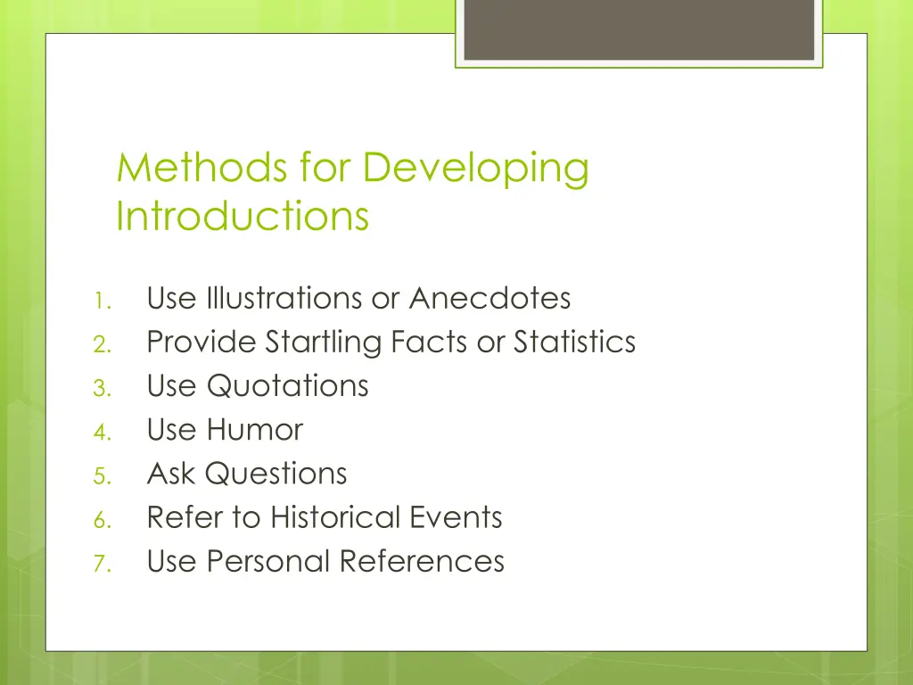 methods for developing introductions