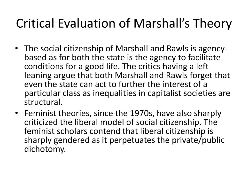 critical evaluation of marshall s theory