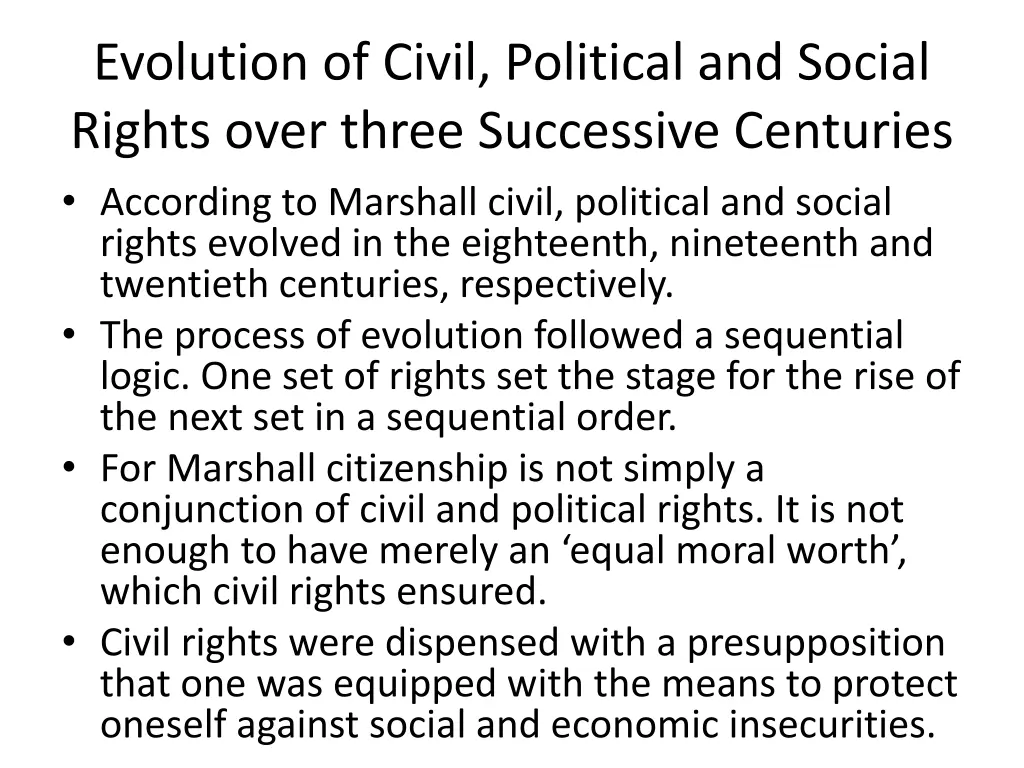 evolution of civil political and social rights