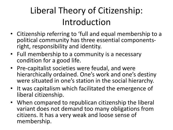 liberal theory of citizenship introduction