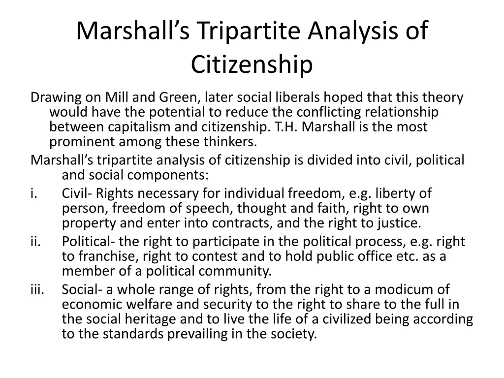 marshall s tripartite analysis of citizenship