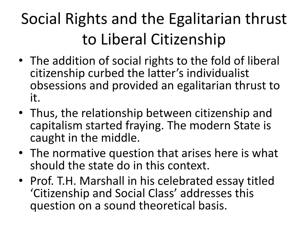 social rights and the egalitarian thrust