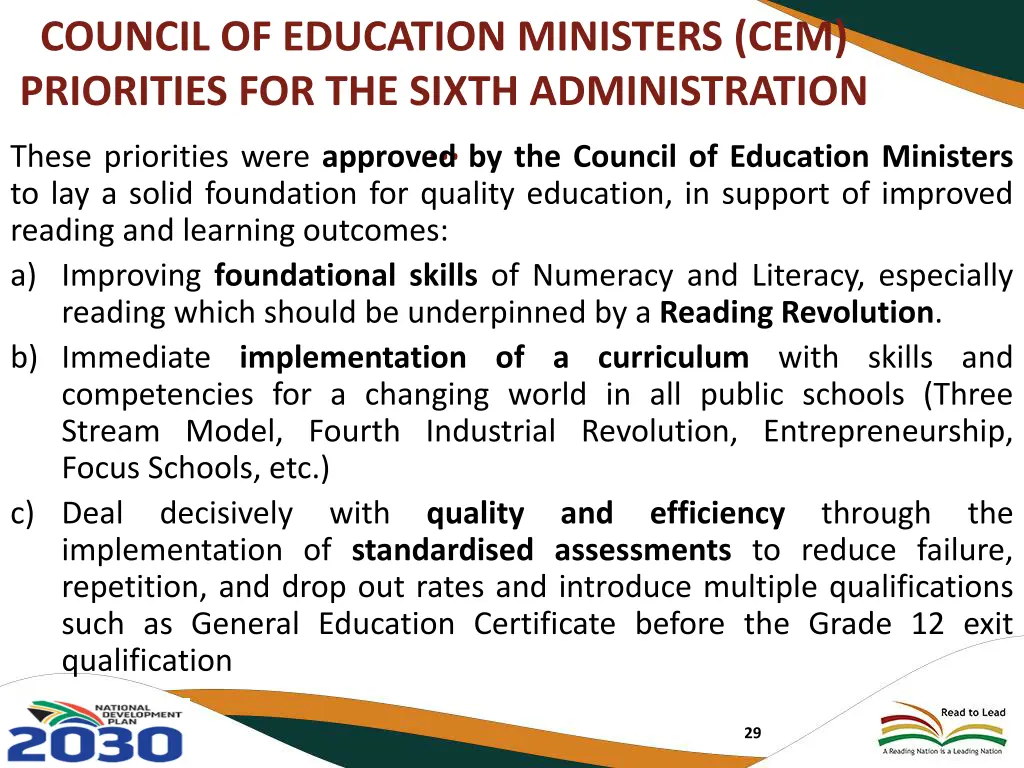 council of education ministers cem priorities