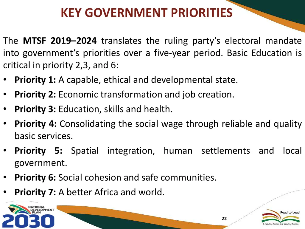 key government priorities