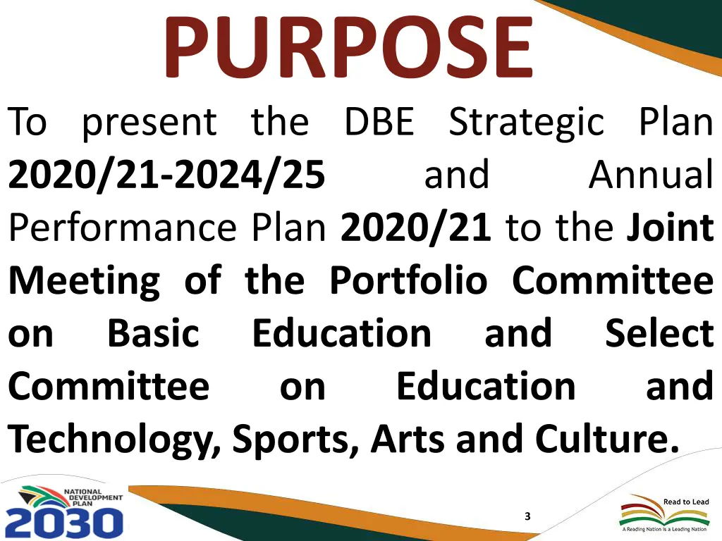 purpose to present the dbe strategic plan 2020