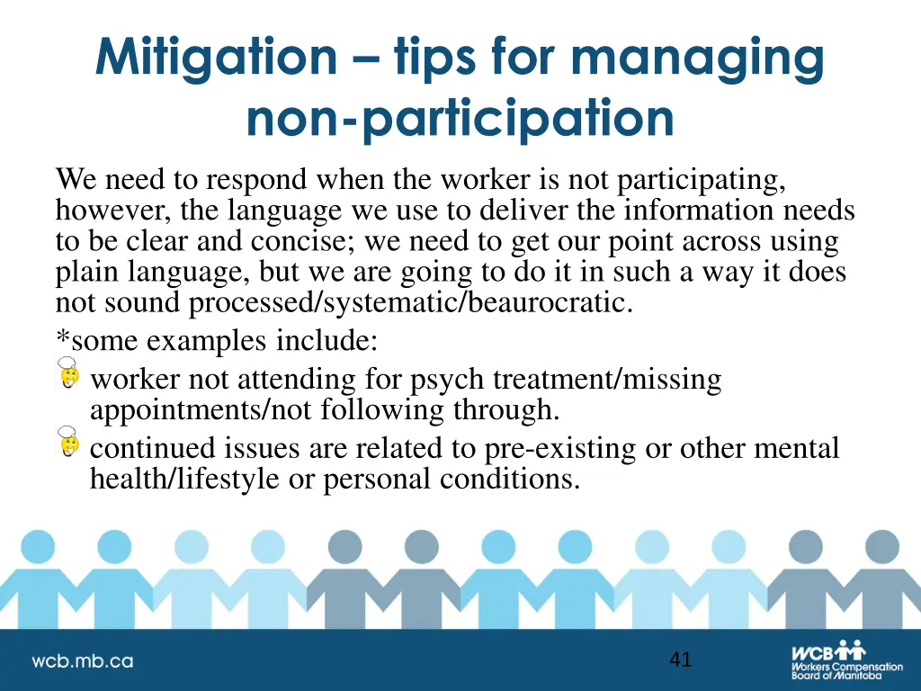 mitigation tips for managing non participation