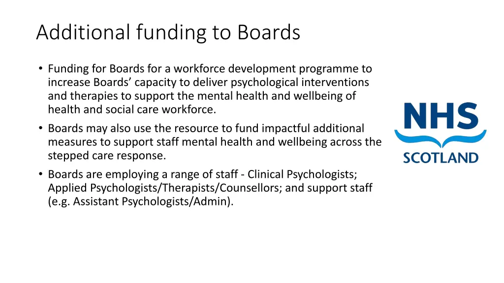 additional funding to boards