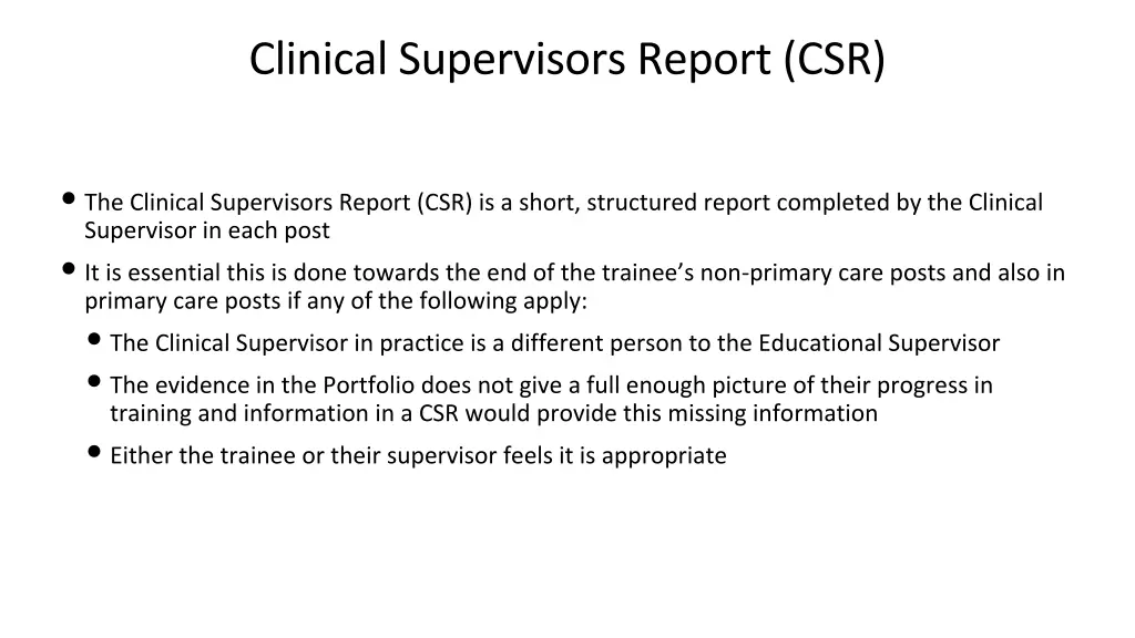 clinical supervisors report csr 1