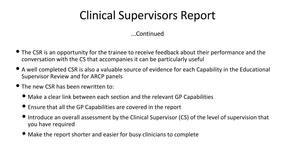 clinical supervisors report