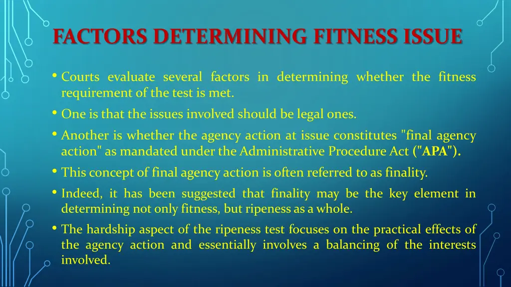 factors determining fitness issue