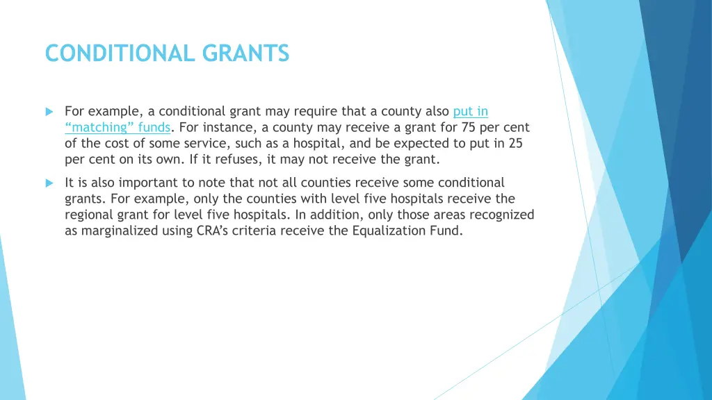 conditional grants 2