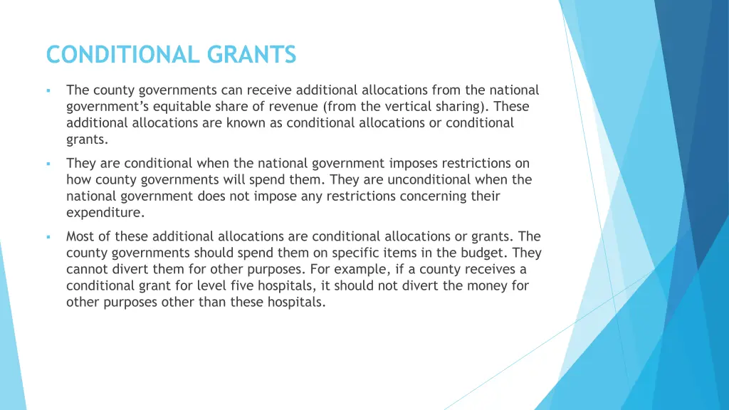 conditional grants