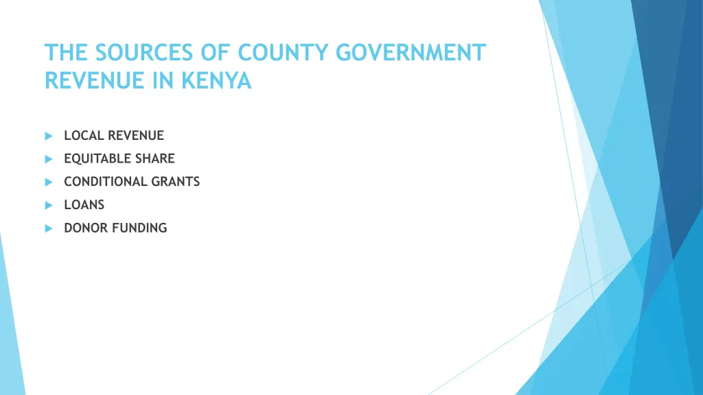 the sources of county government revenue in kenya