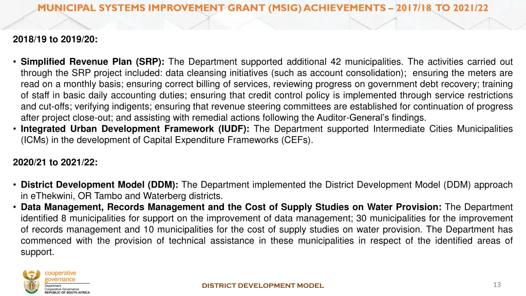 municipal systems improvement grant msig 2