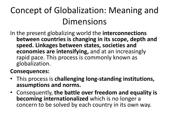 concept of globalization meaning and dimensions