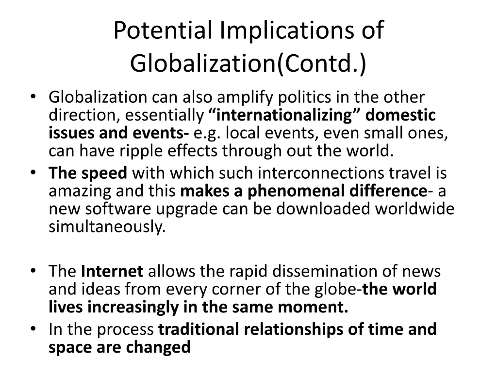 potential implications of globalization contd