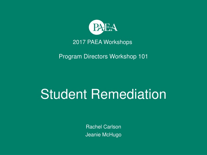 2017 paea workshops