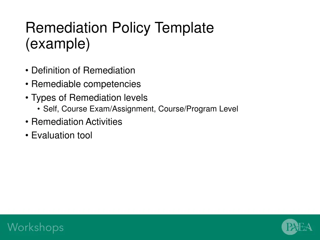 remediation policy template example