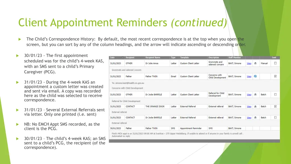 client appointment reminders continued 6