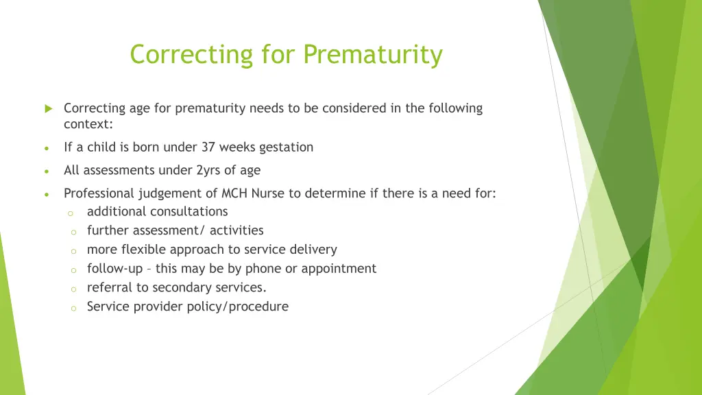 correcting for prematurity 2