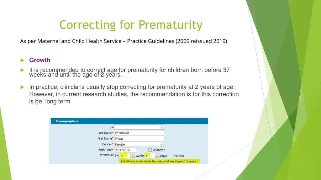 correcting for prematurity 5