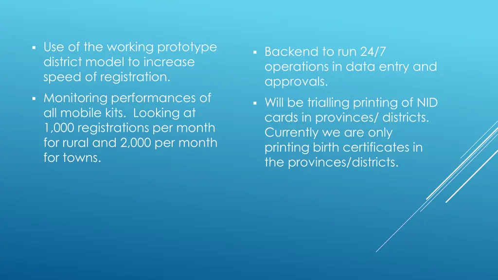 use of the working prototype district model