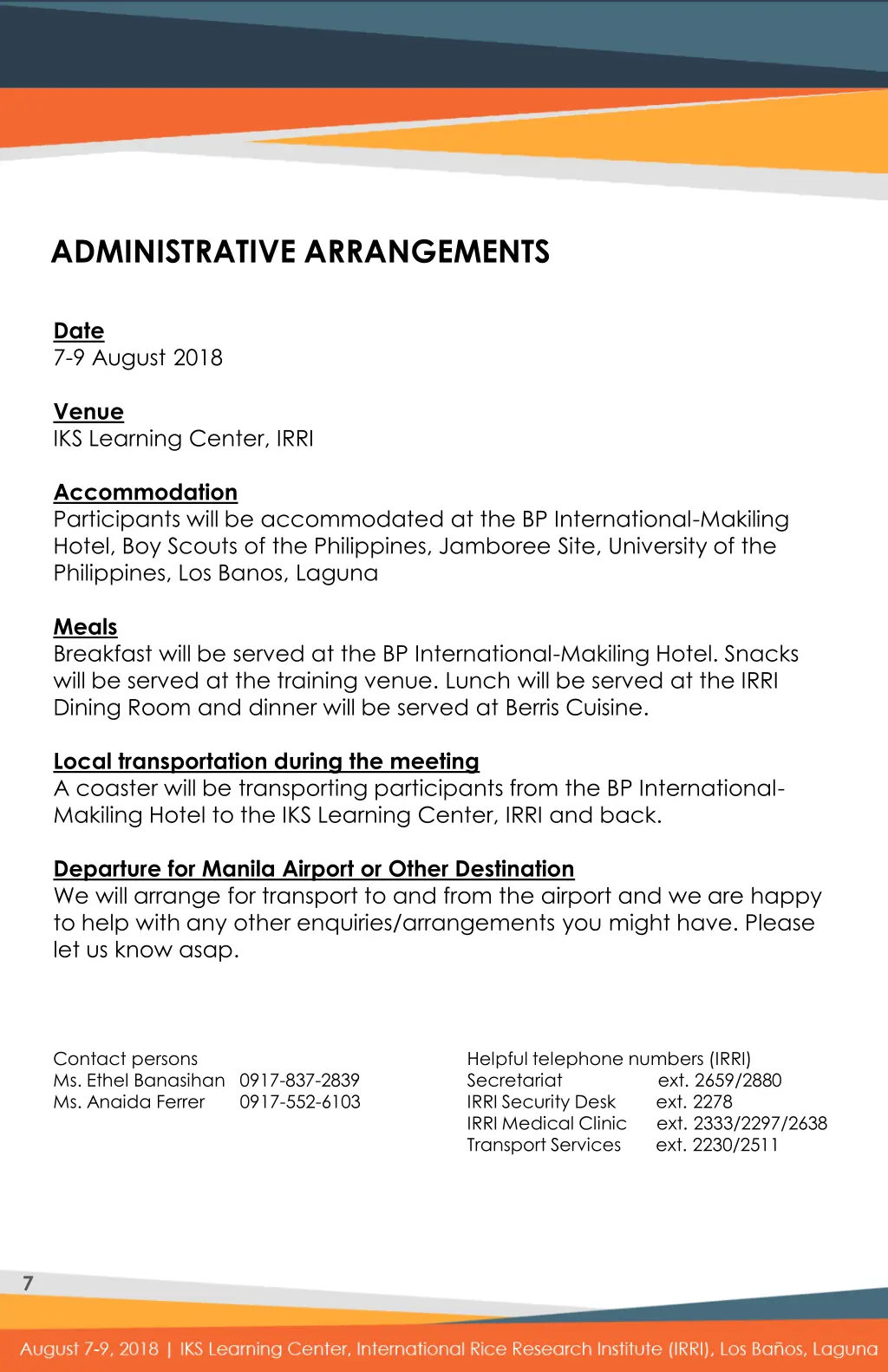 administrative arrangements