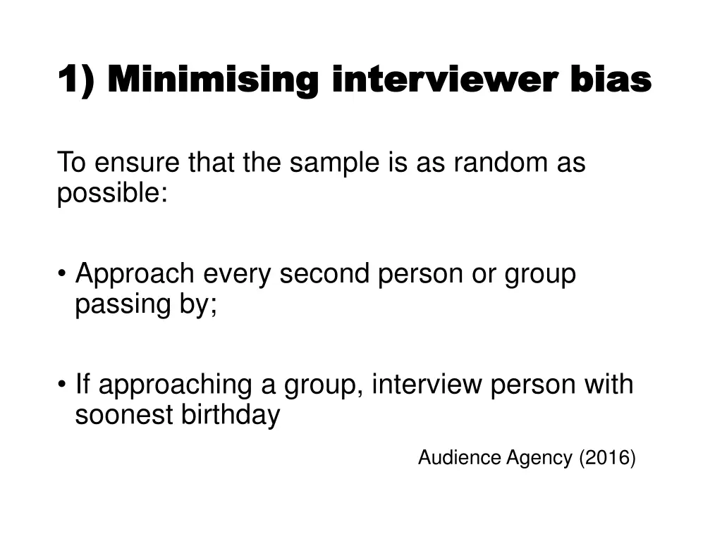 1 minimising interviewer bias 1 minimising