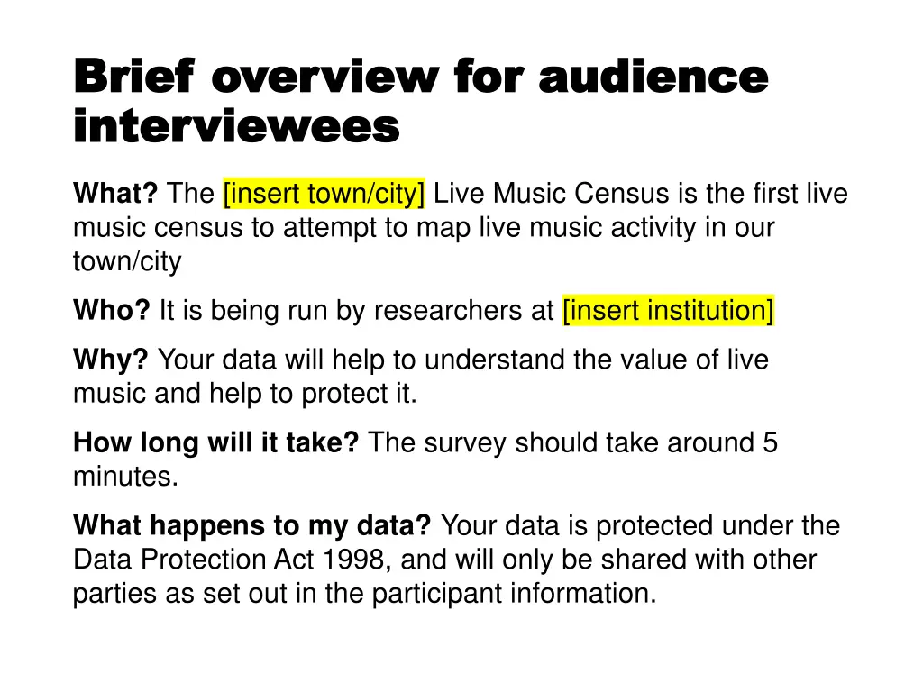 brief overview for audience brief overview