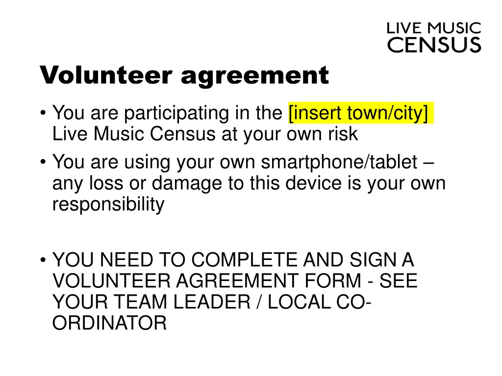 volunteer agreement you are participating