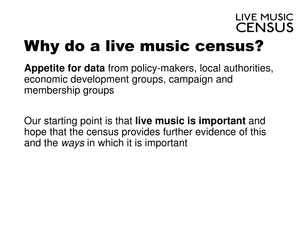 why do a live music census 2