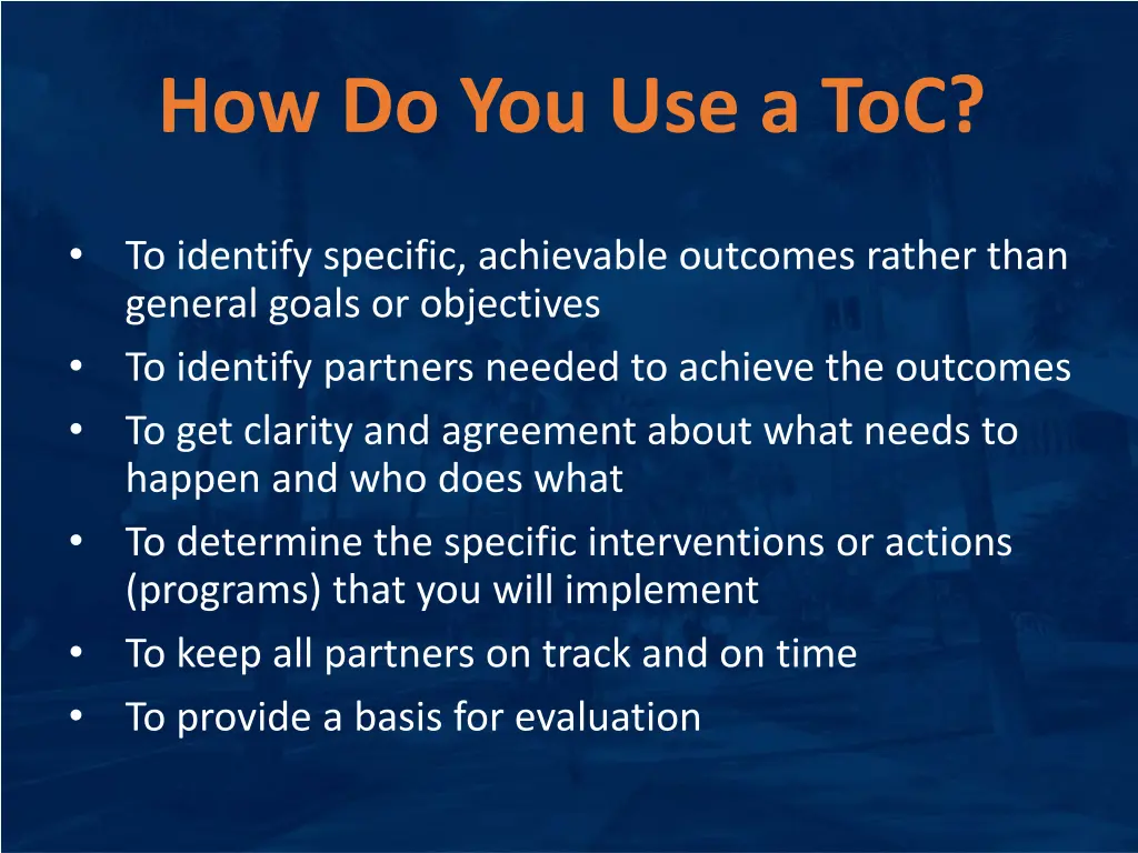 how do you use a toc