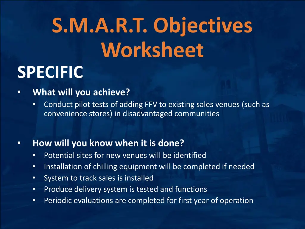 s m a r t objectives worksheet