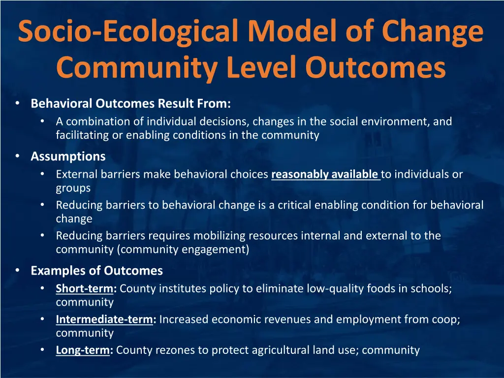 socio ecological model of change community level