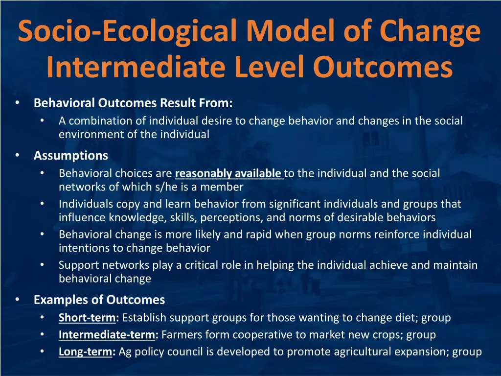 socio ecological model of change intermediate