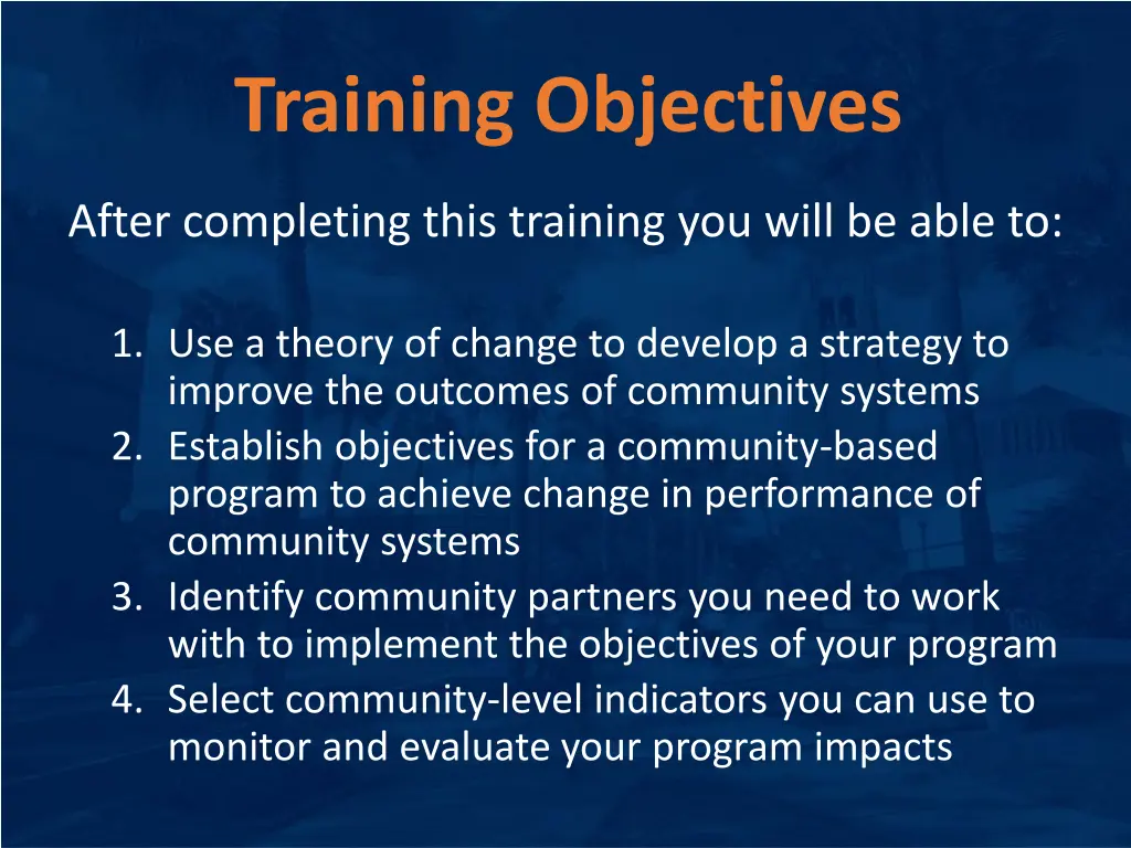 training objectives