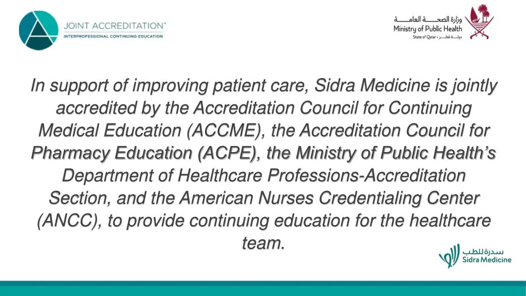 in support of improving patient care sidra