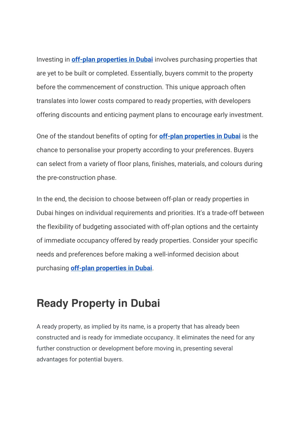 investing in off plan properties in dubai