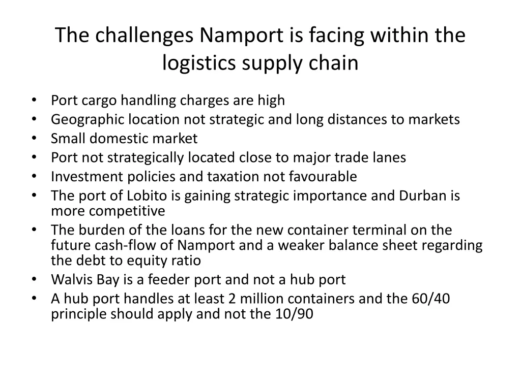 the challenges namport is facing within