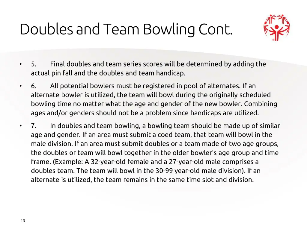 doubles and team bowling cont