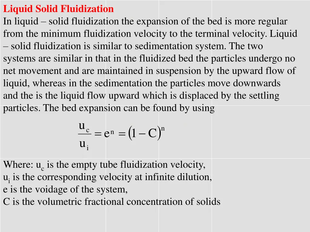 liquid solid fluidization in liquid solid