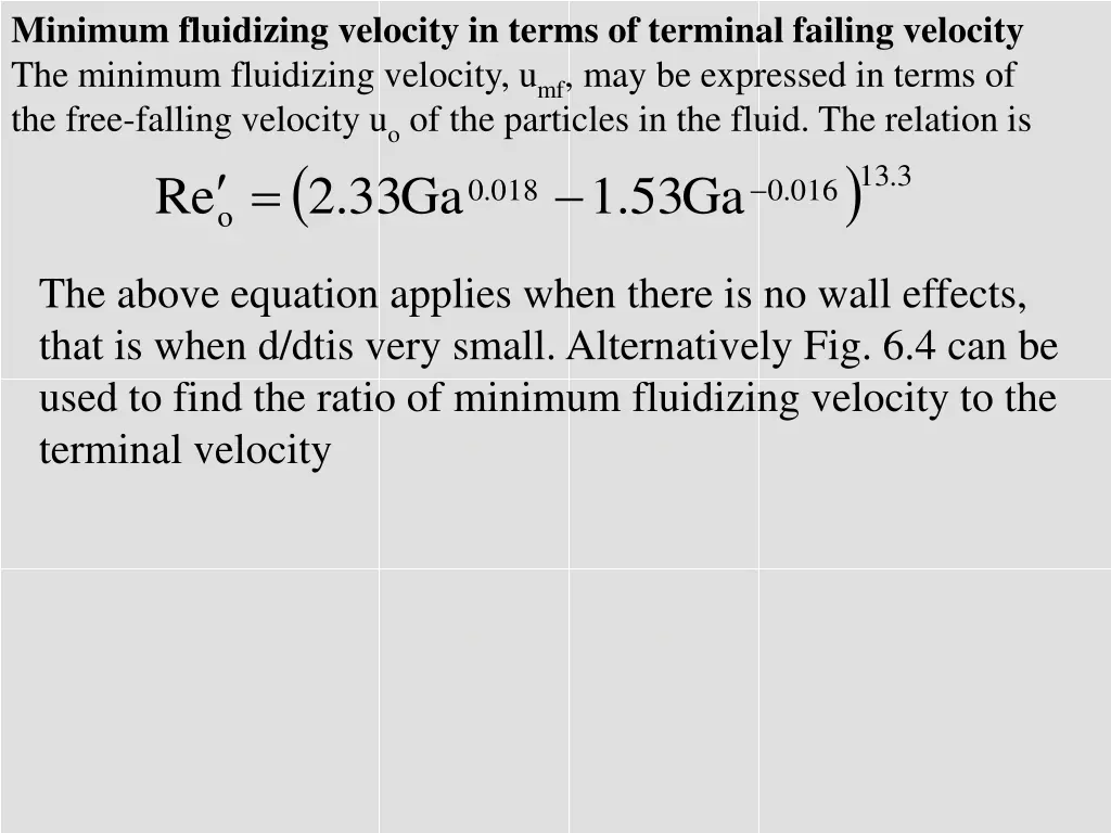 minimum fluidizing velocity in terms of terminal 1