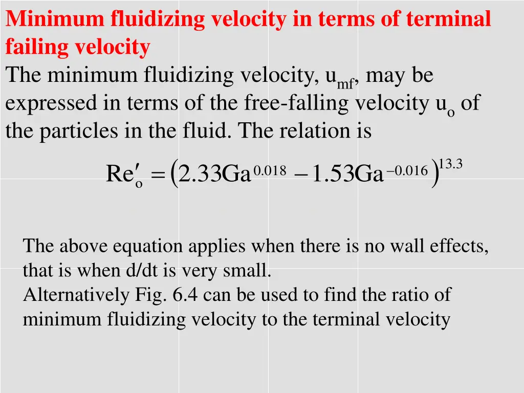 minimum fluidizing velocity in terms of terminal