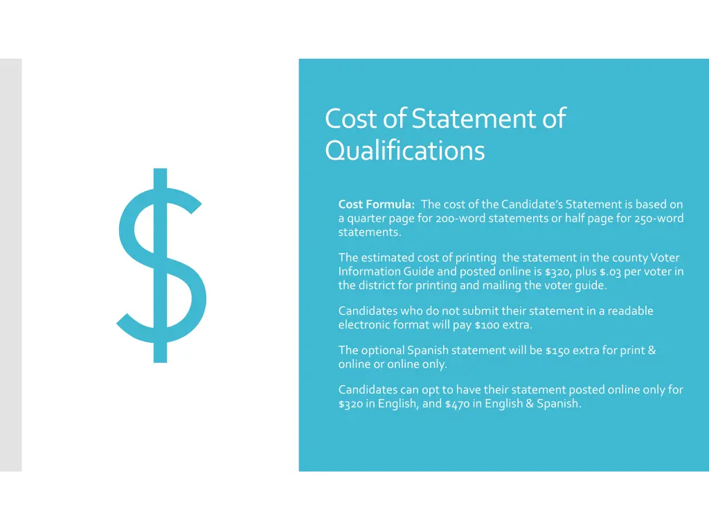 cost of statement of qualifications