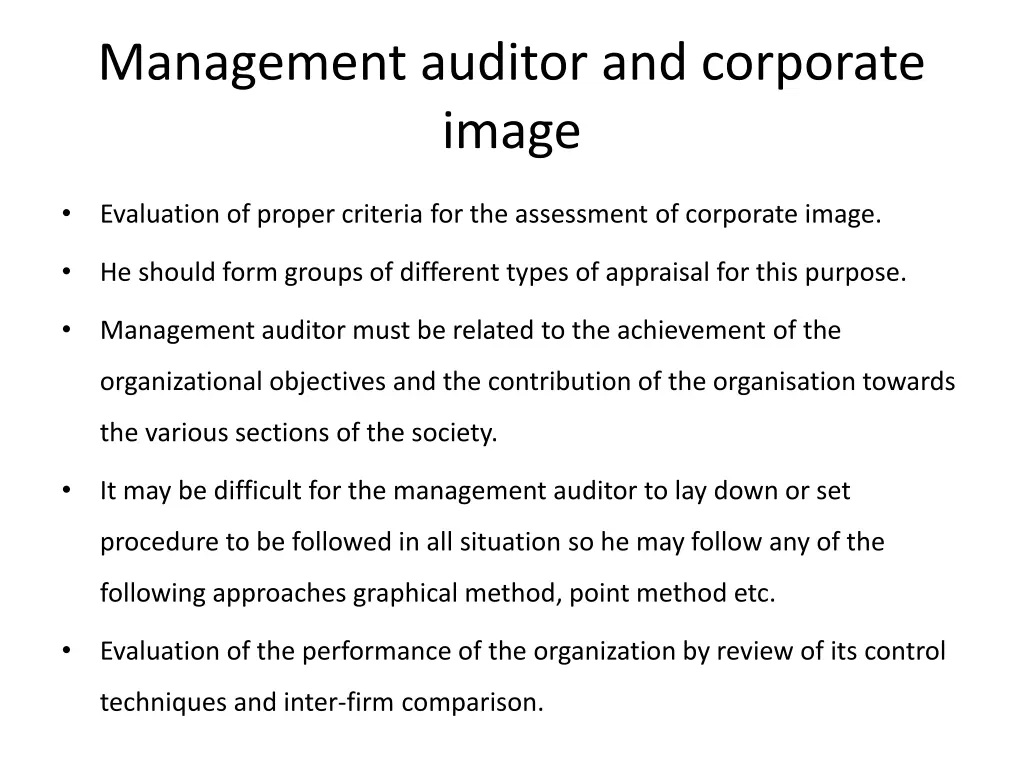 management auditor and corporate image