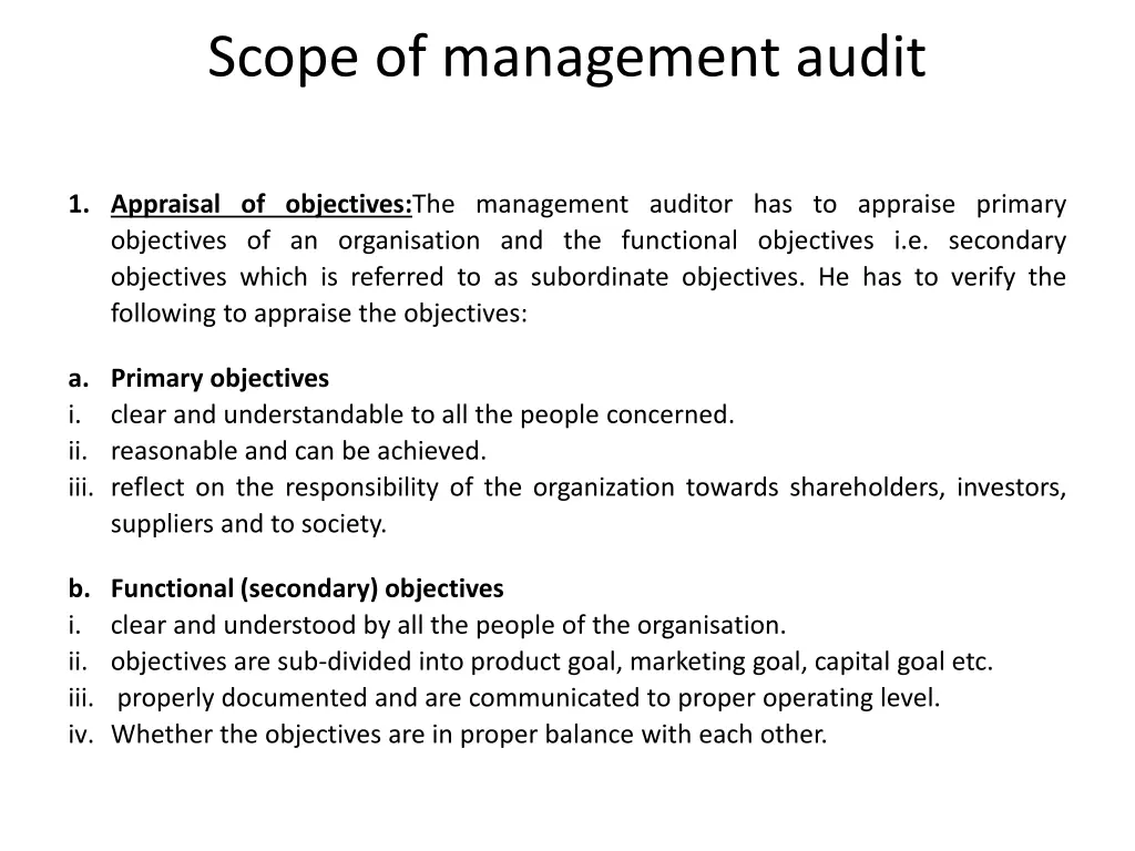 scope of management audit