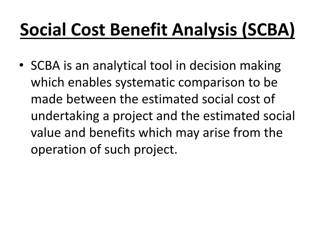 social cost benefit analysis scba