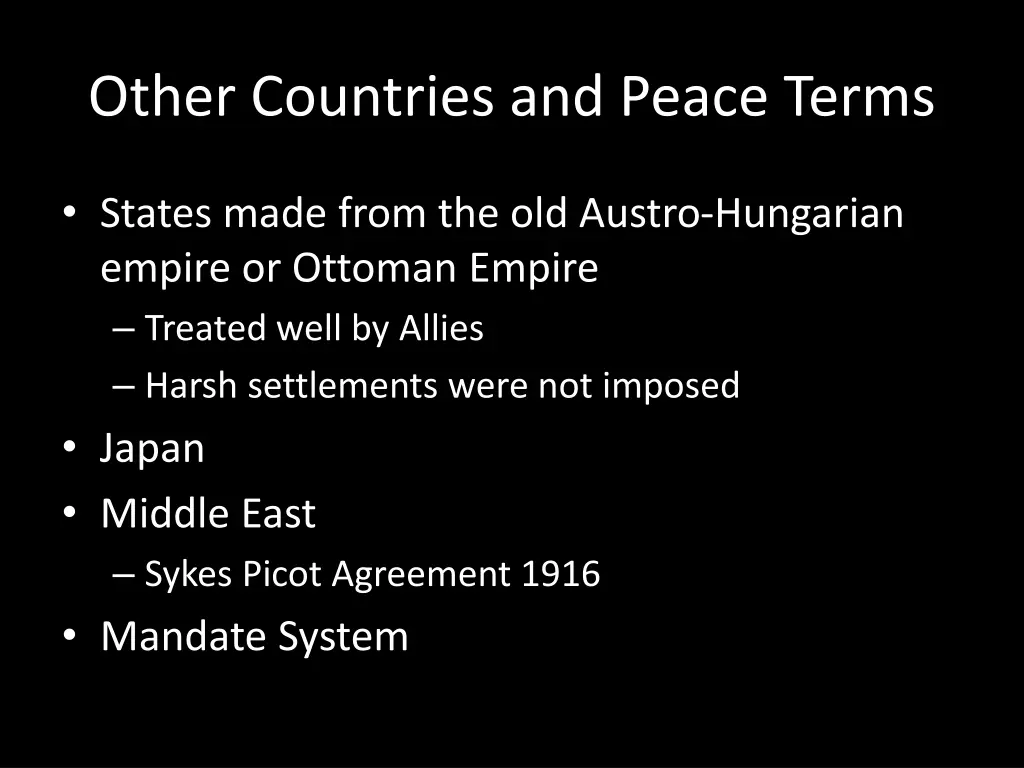 other countries and peace terms