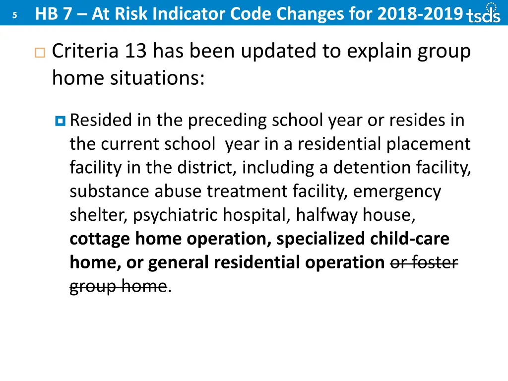 hb 7 at risk indicator code changes for 2018 2019 2