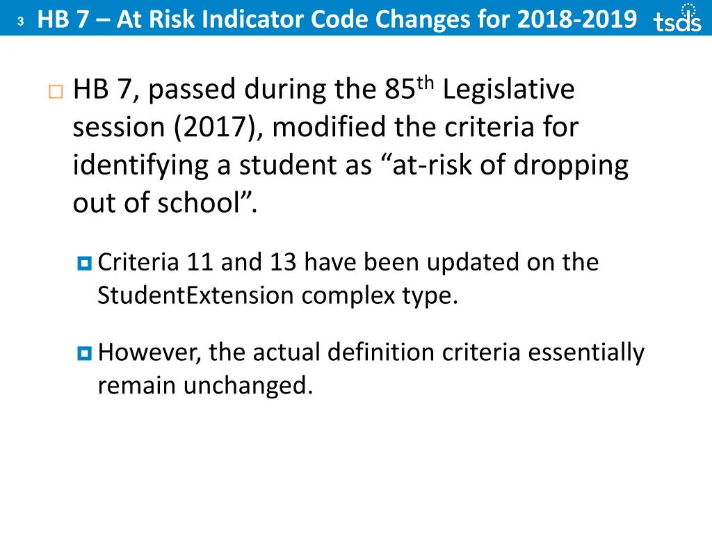 hb 7 at risk indicator code changes for 2018 2019